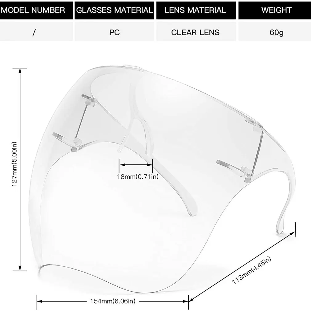 

Sunglasses Visor Full Face Cover Goggles UV 400 Daily Entertainment Protective Eyewear Lightweight Visor For Men And Women