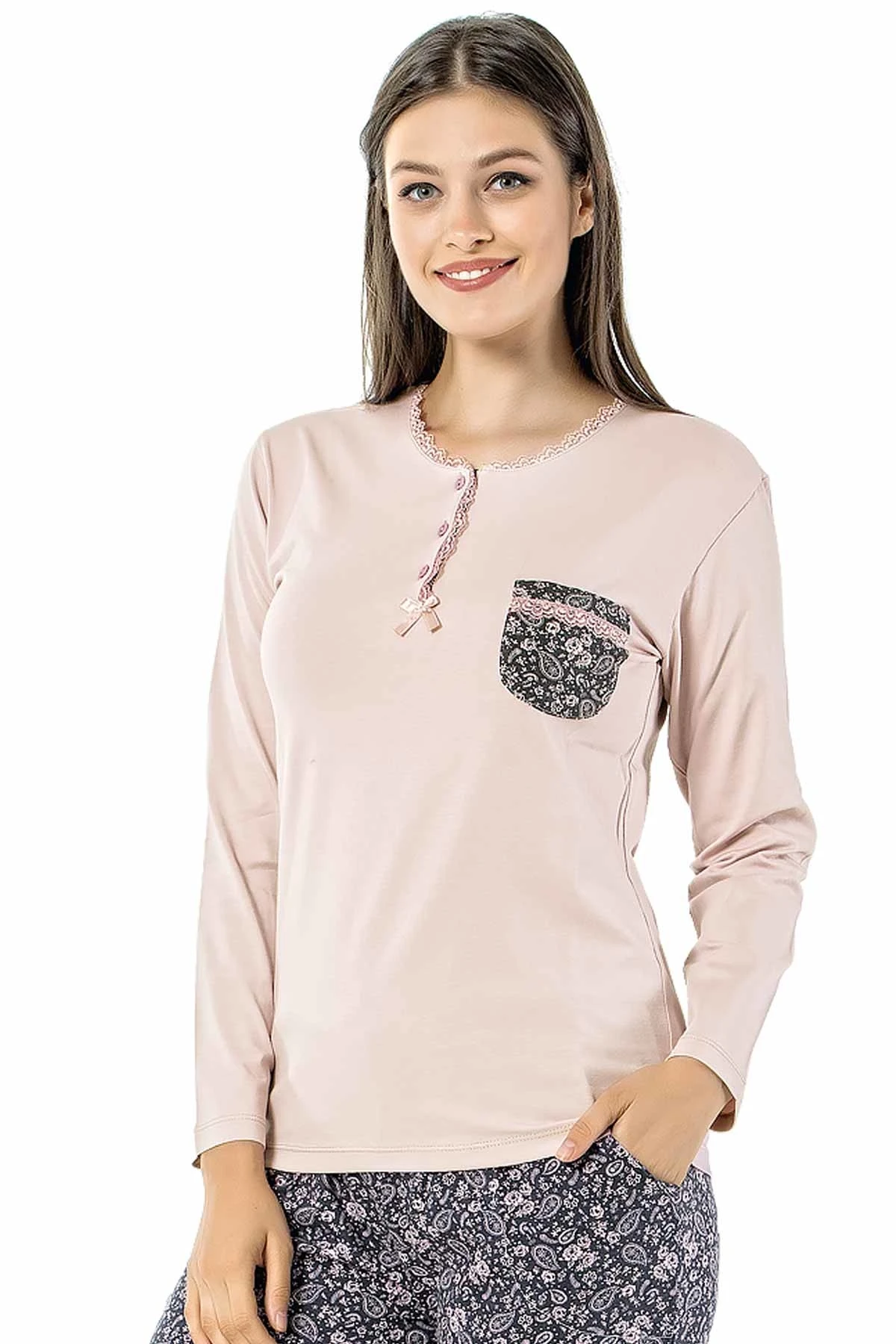 

Yeni K Bahar Kadn Pijama Setleri Uzun Kol Sleepwear Pijama Takm Kaln Scak Homewear Overnight Dressing Gown Desenli