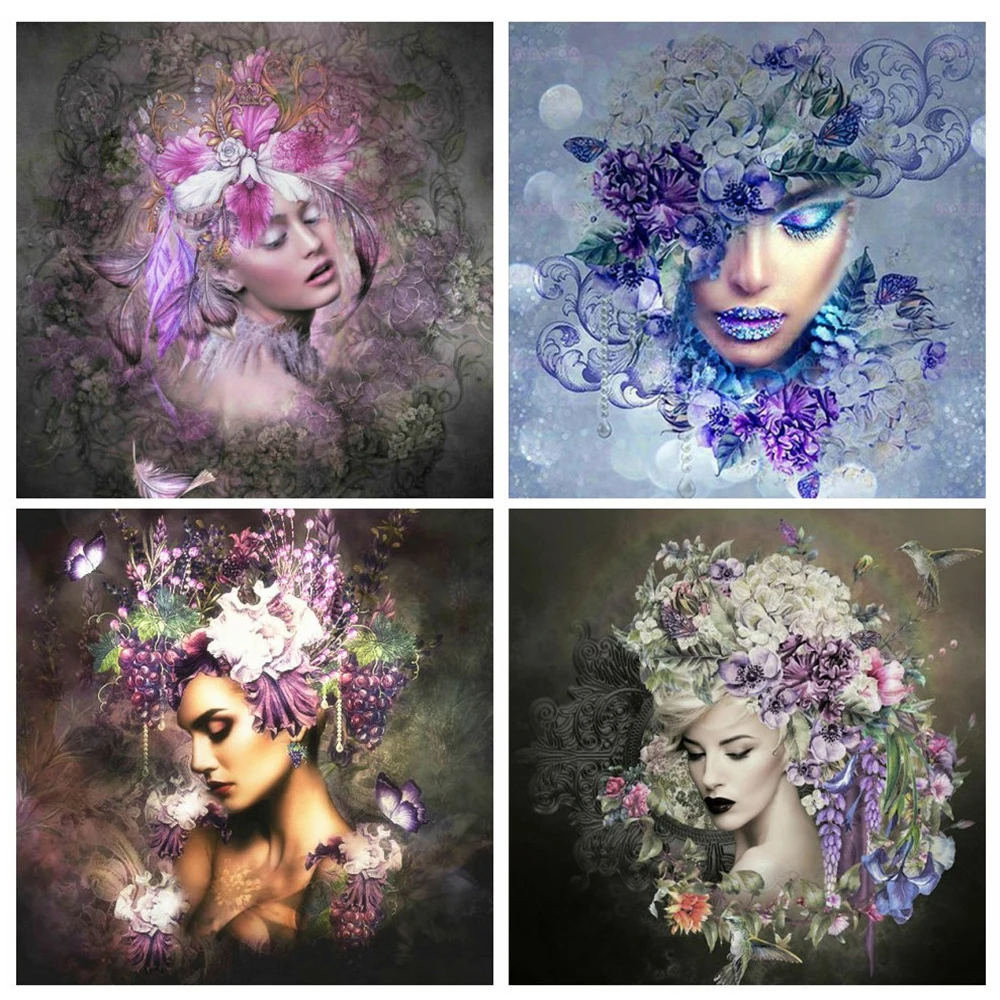 

5D Diamond Painting Art Woman Full Round Diamond Embroidery Mosaic Portrait Pictures Of Rhinestones Decoration Home