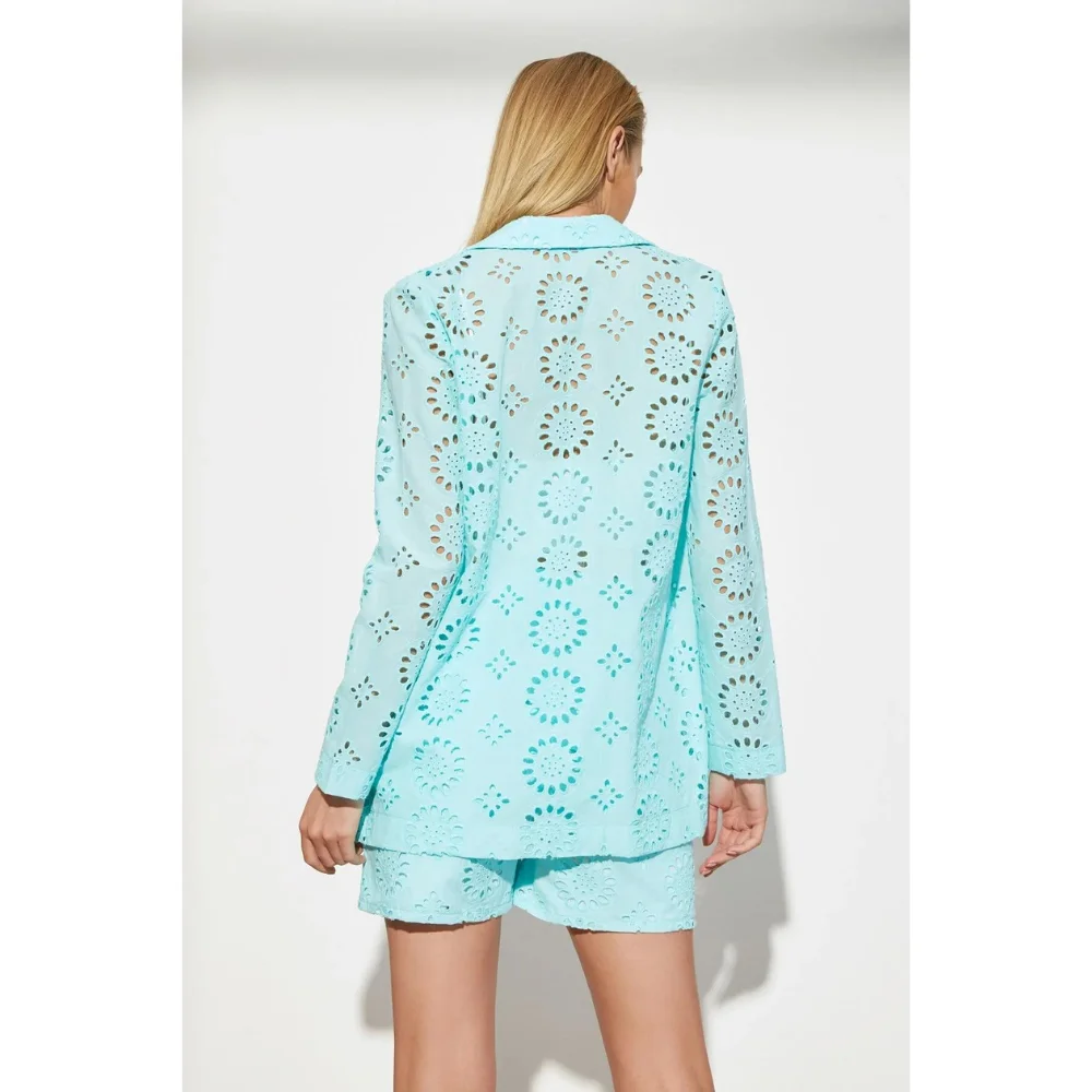 

Blue Embroidered Jacket