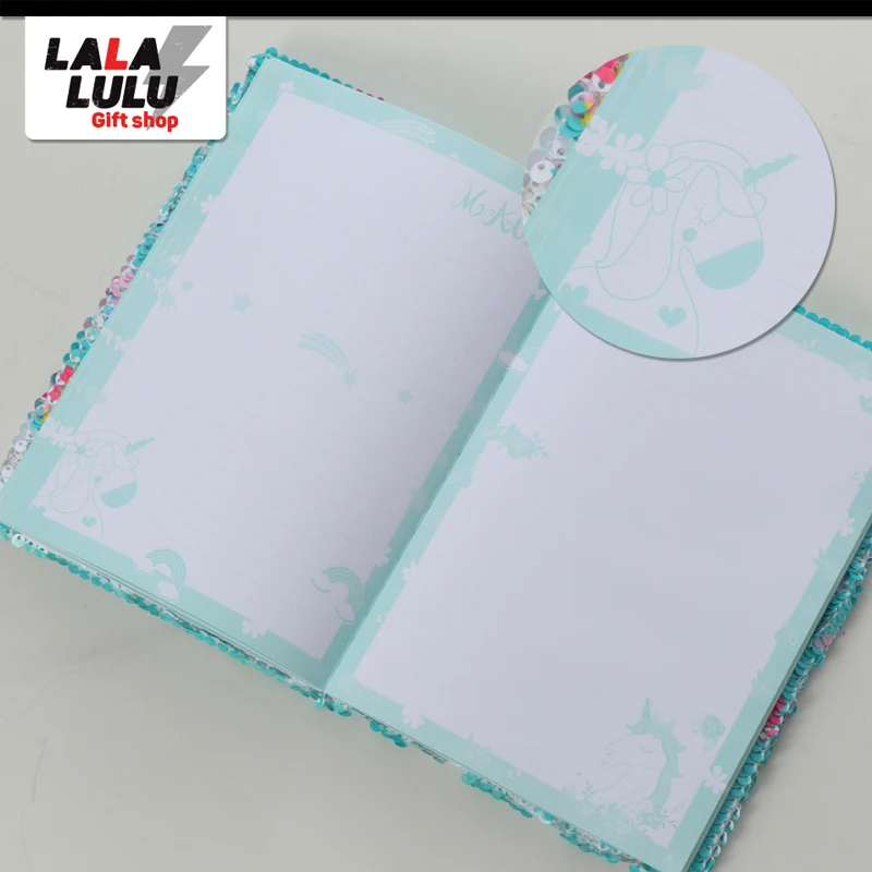Lalalulu children Unicorn and Flamingo Cute Reversible Sequin Notebook Diary creative kid girls' School Stationery Book | Игрушки и