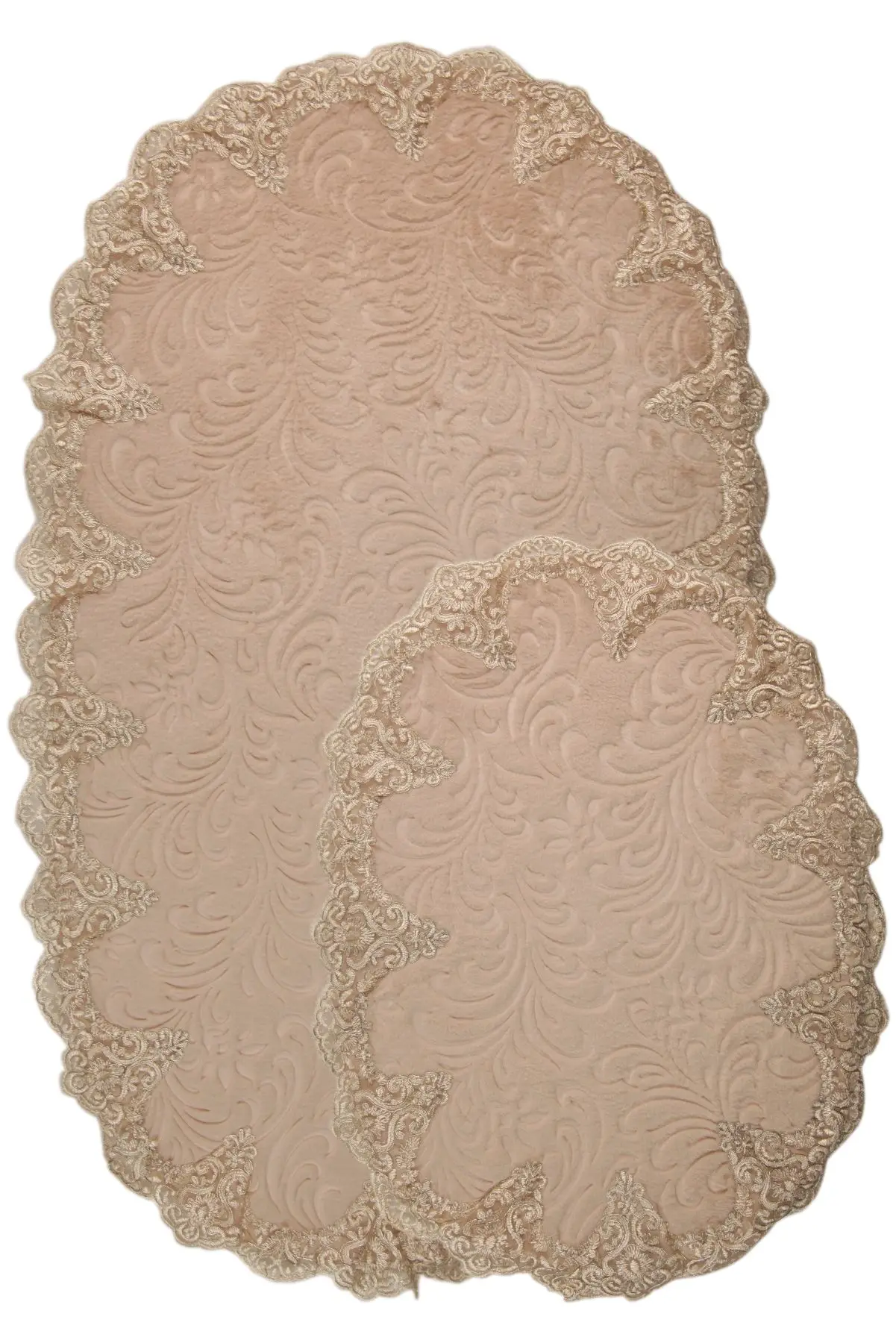 Prezzo Bonny Home Plush Lux Ovale Beige 2 Pezzi Tappetino Da Bagno In Pizzo Set Antiscivolo Lusso Doccia Wc Tappeto Da Bagno