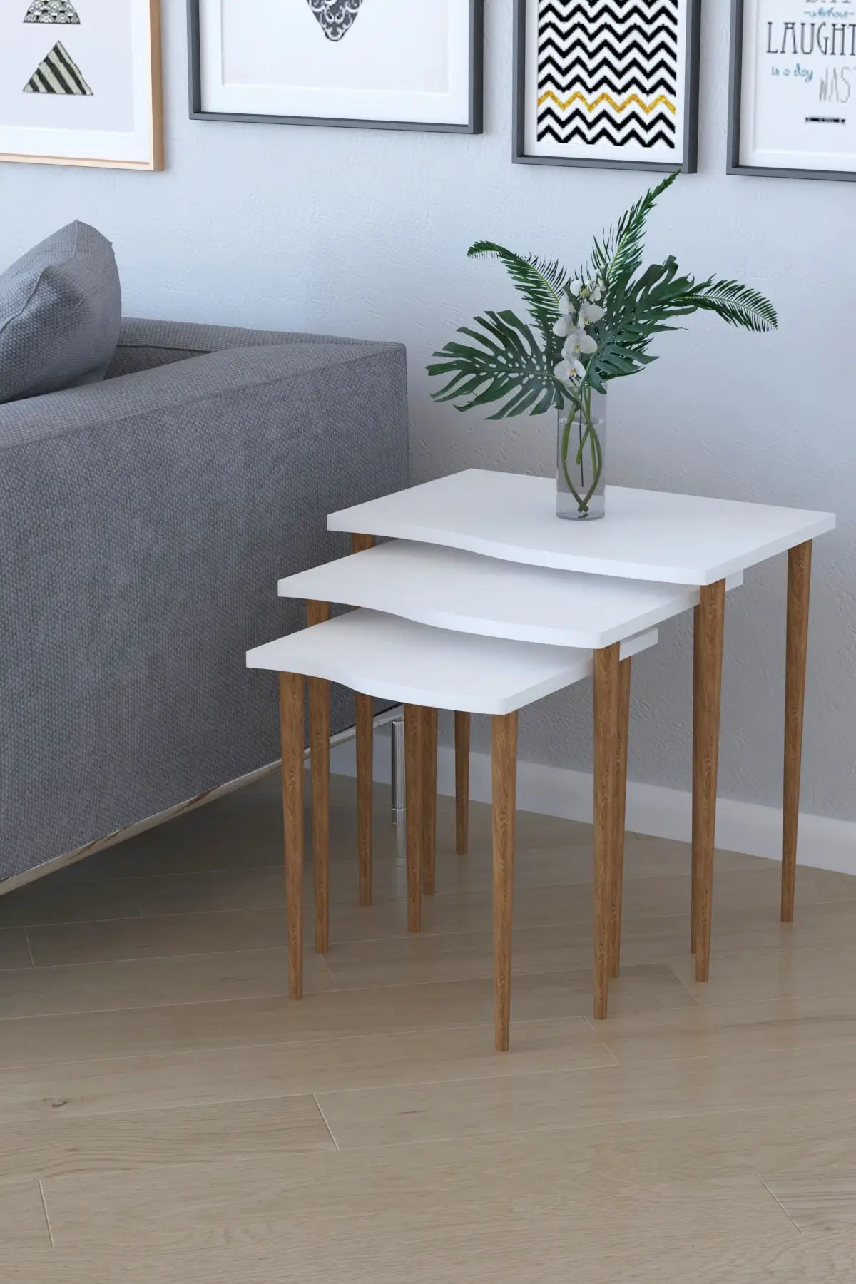 

Remaks Bayrak Triple Nesting Table Tea Table - White