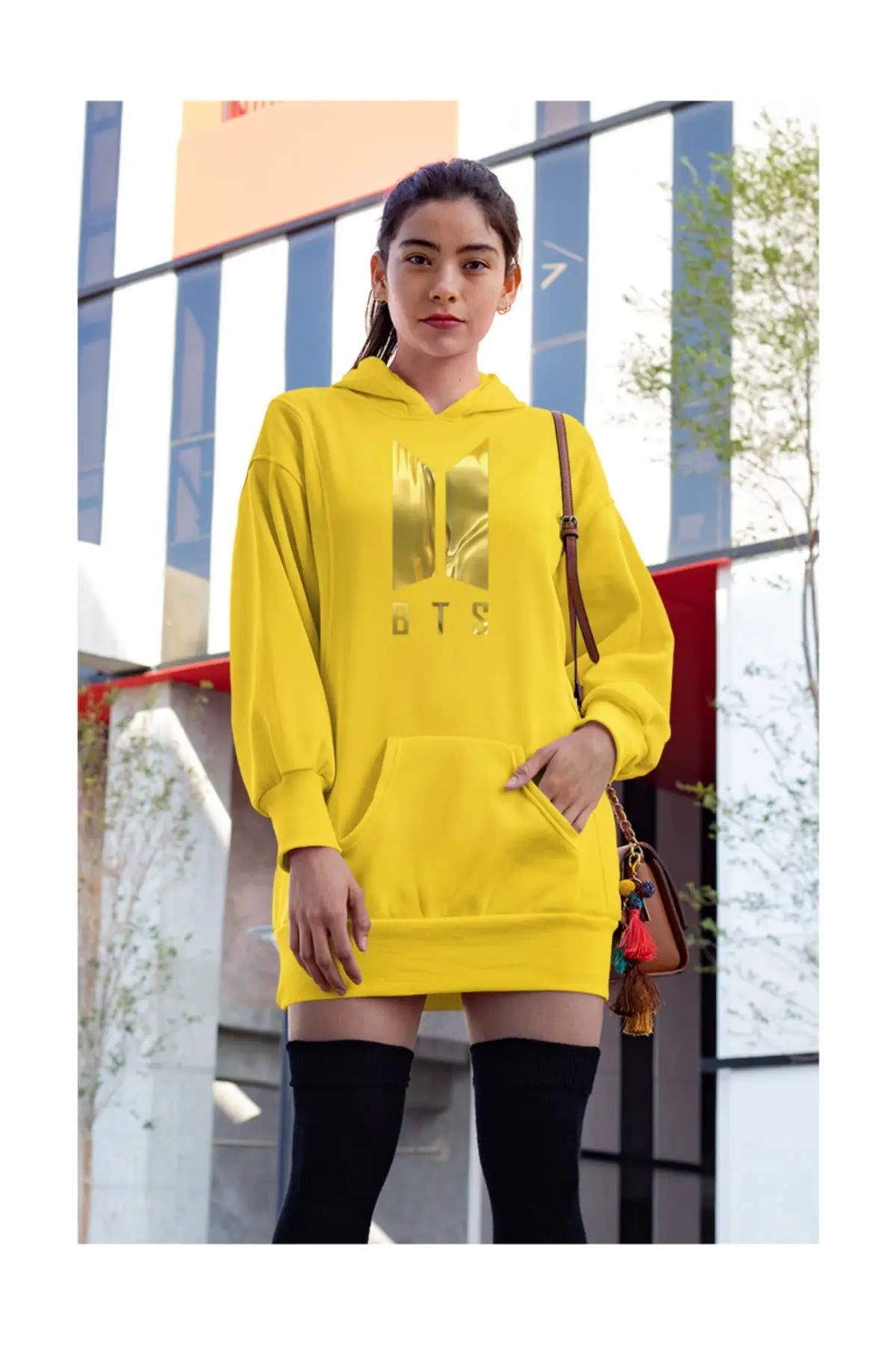 Чехол для мобильного телефона в стиле &quotBTS с капюшоном длинное платье женщин