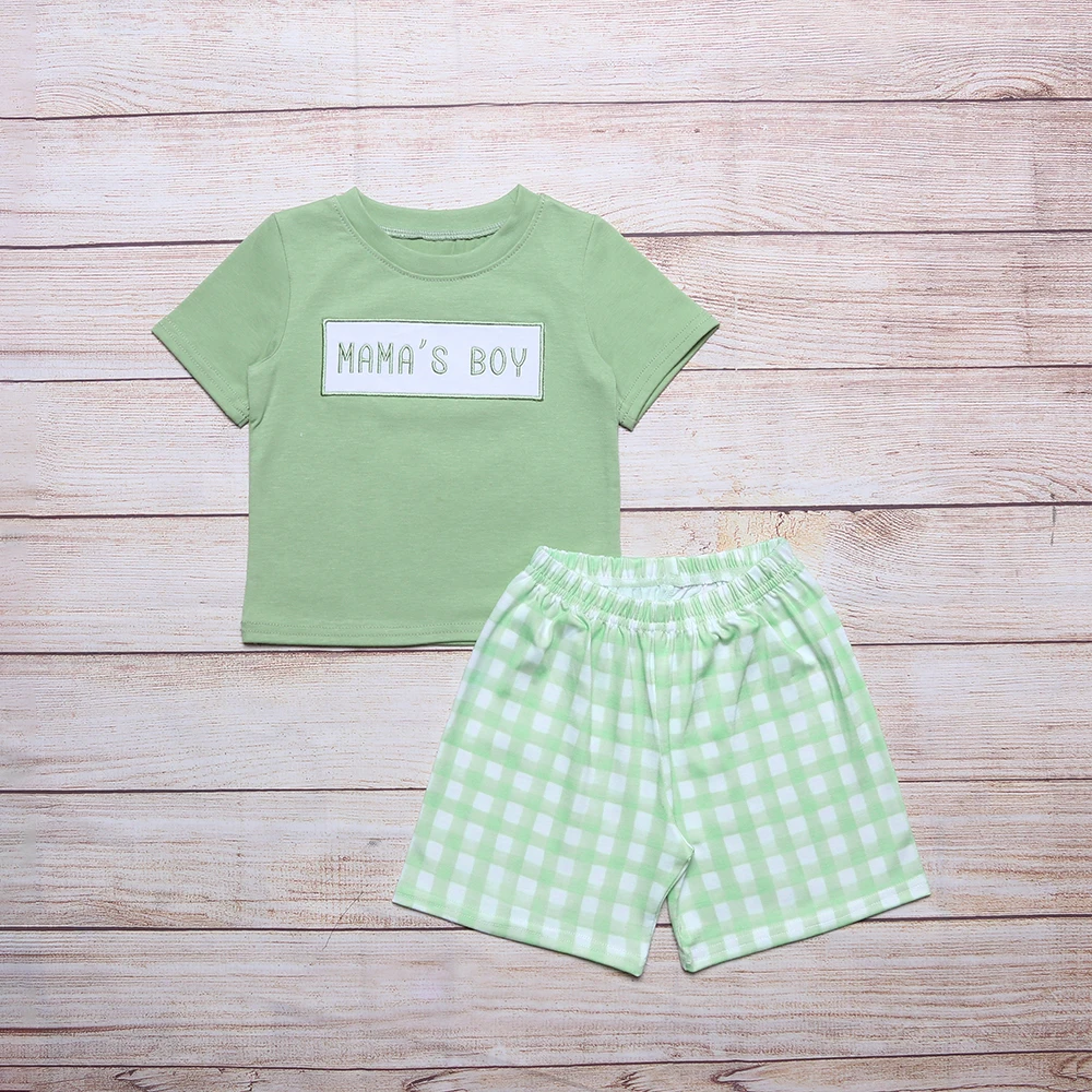 

2022 Casual Baby Kids Sport Clothing MAMA'S BOY Clothes Sets For Boys Costumes Green 95% Cotton Boy Clothes 1-8T Children