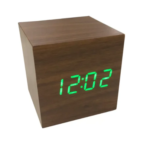Часы электронные деревянный куб с звуковым управлением VST-869 (Коричневый) - купить