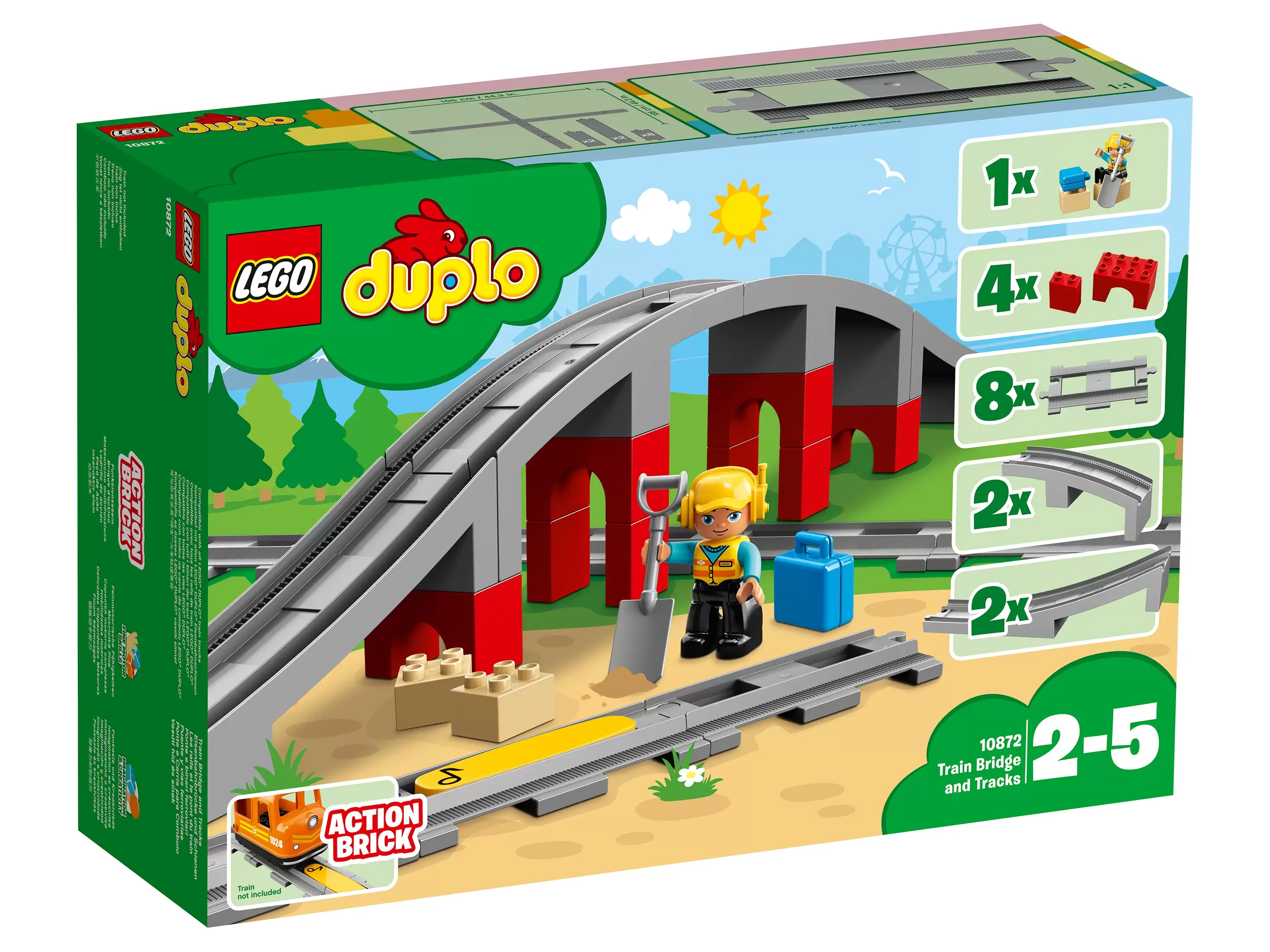 Конструктор LEGO DUPLO (ДУПЛО) 10872 Железнодорожный мост 2+ | Игрушки и хобби