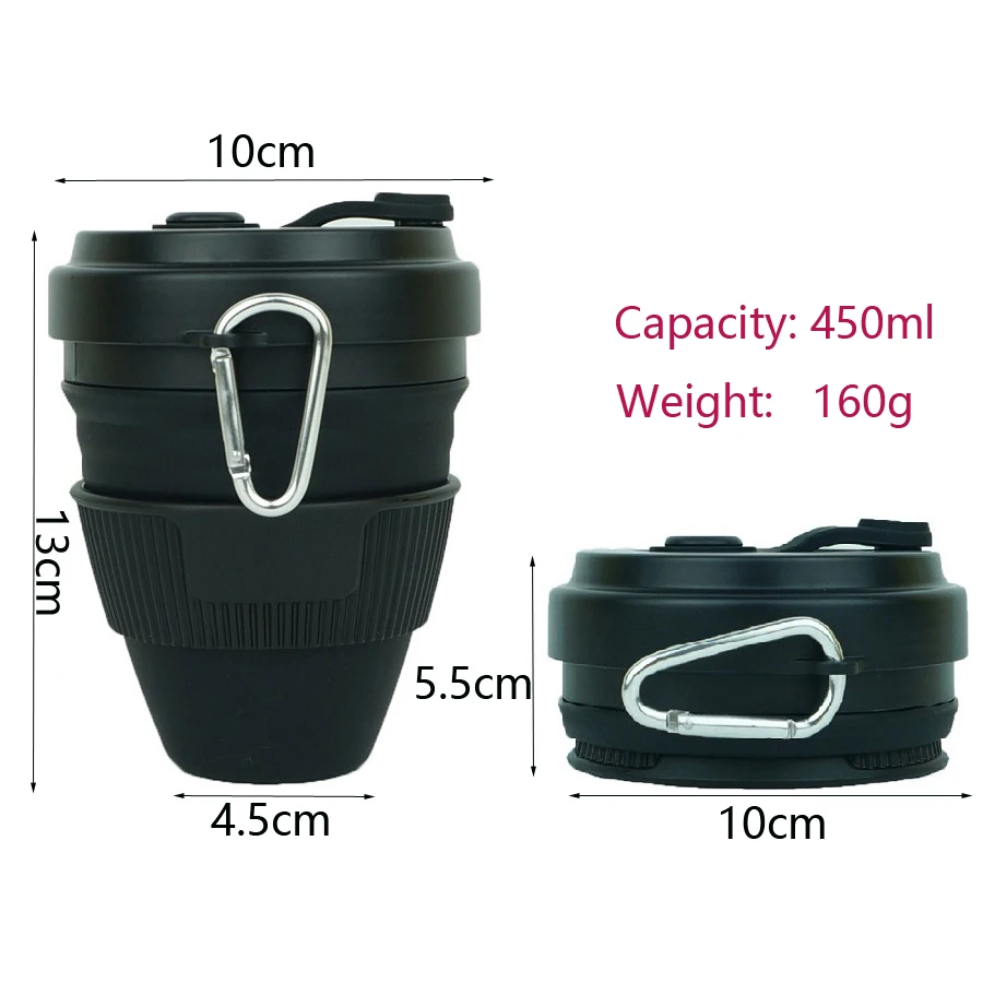 450 мл складные силиконовые кружки складная кофейная чашка с соломенными крышками