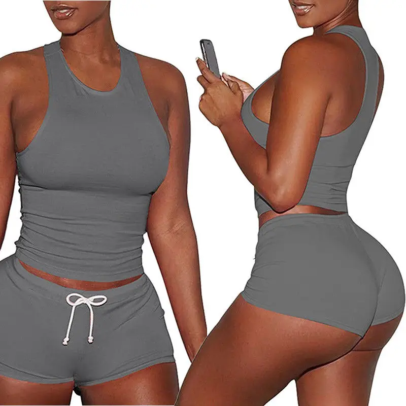 Женский летний комплект из двух предметов спортивная одежда для спортзала йоги