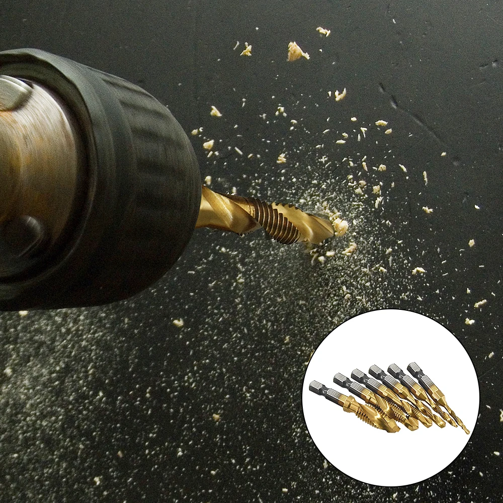 

ap M3 Titanium-Plated Short Version Drilling Tapping Integrated Used In Ejector Punching Machine M3*0.5/M4*0.7/M5*0.8/M6*1.0MM
