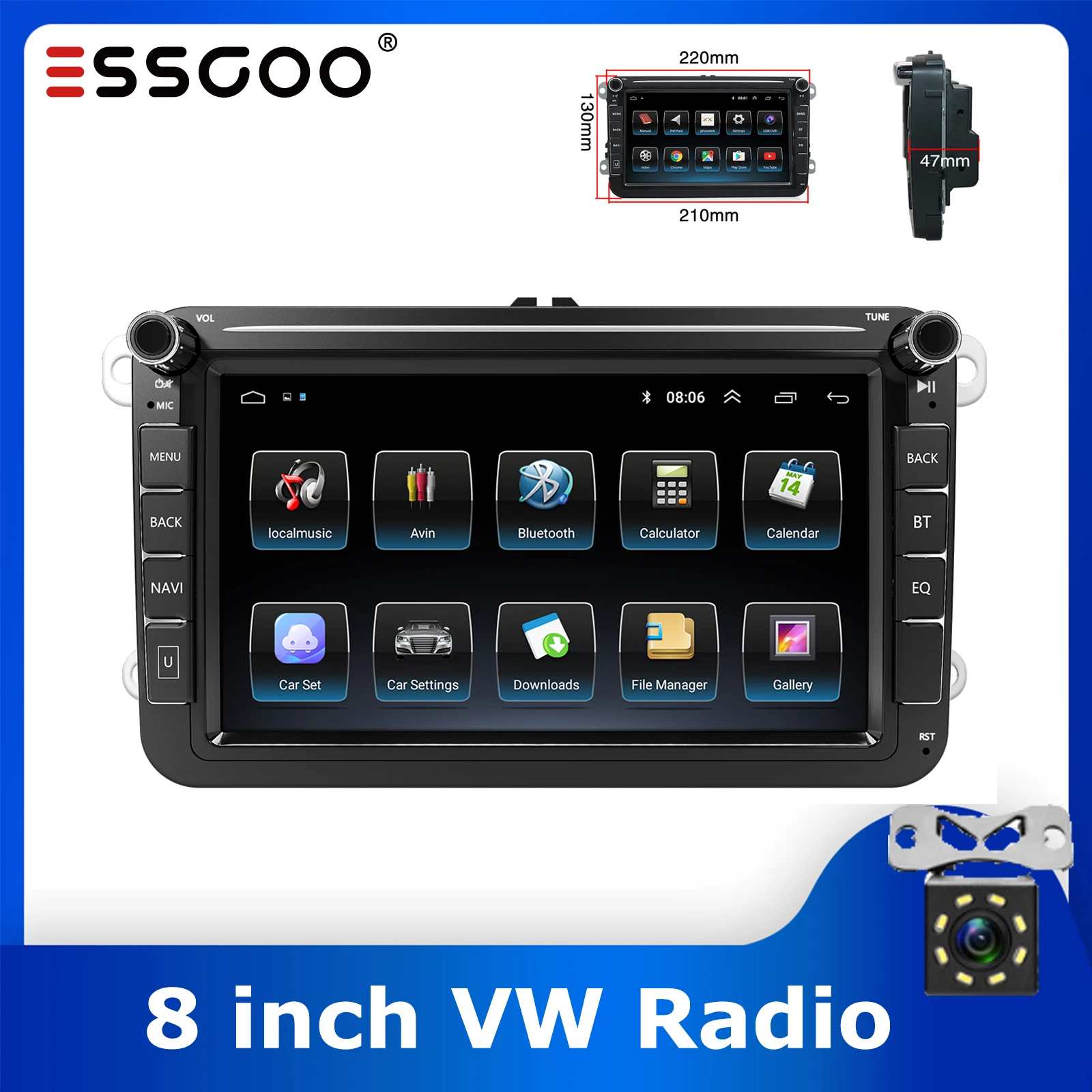 

Автомагнитола ESSGOO, 2 Din, Android 9,1, GPS, 8 дюймов