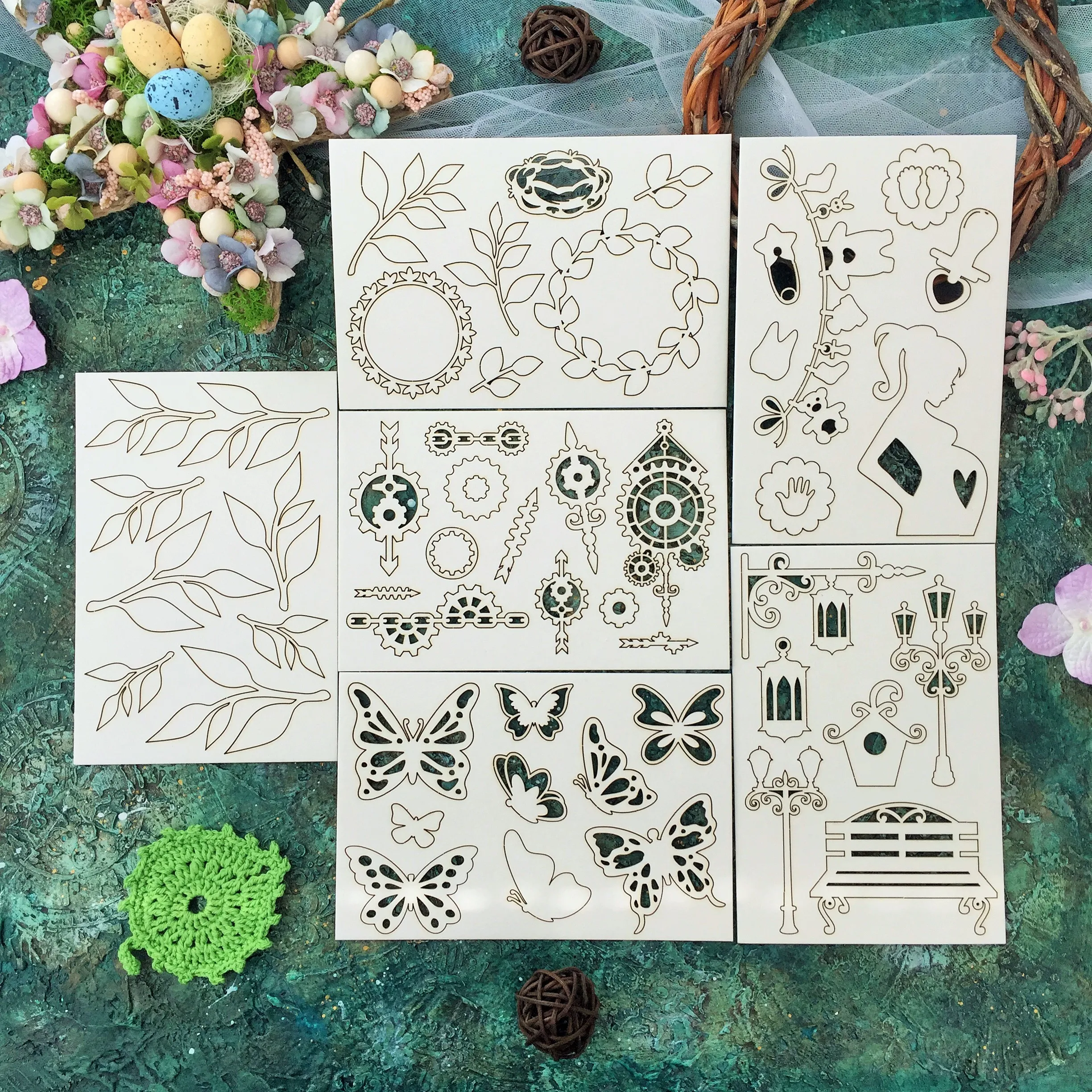 Чипборд для скрапбукинга МИКС (ЛОТ) из картона 47 шт - Украшение на разные темы | Дом