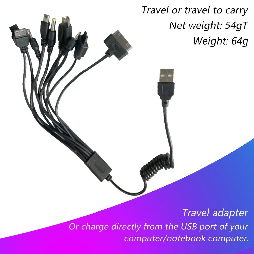 10 в 1 универсальный портативный легкий многофункциональный зарядный USB-кабель
