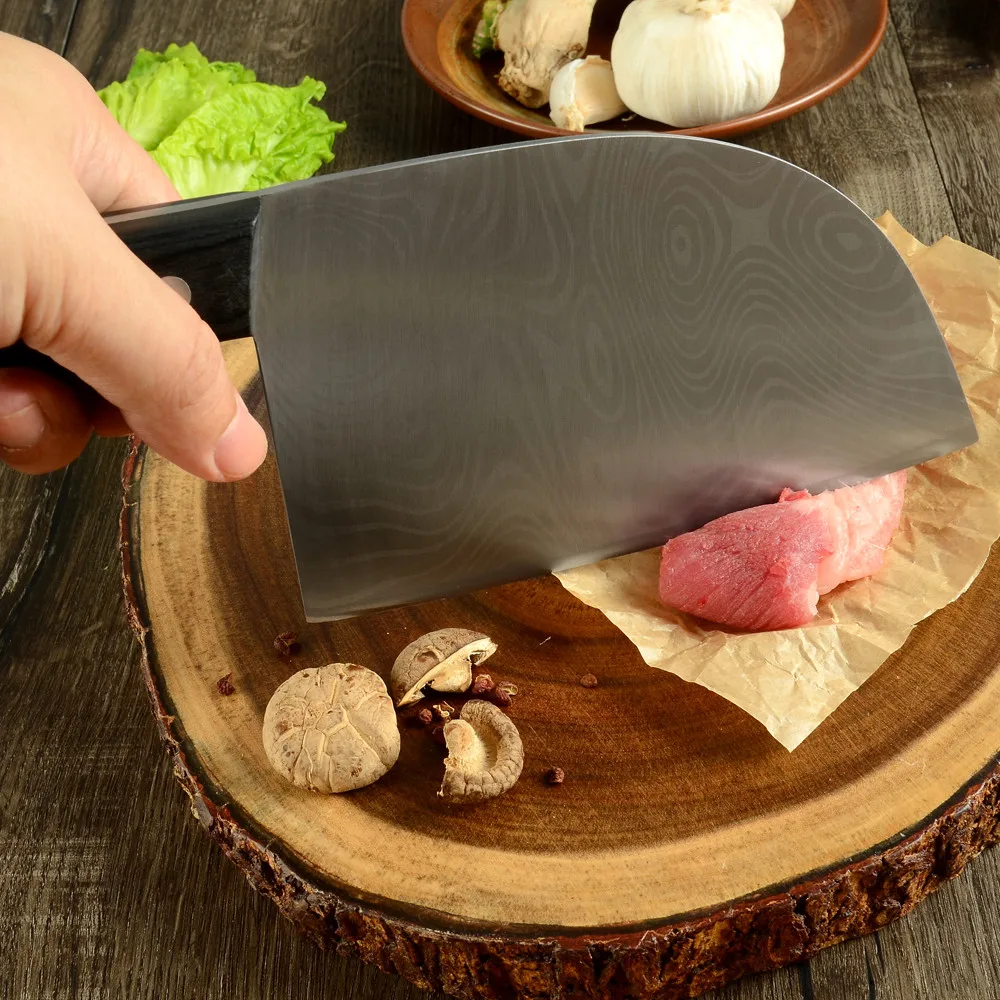 XYj шеф ножи мясника 7 дюймов китайский нож для нарезки из высокоуглеродистой