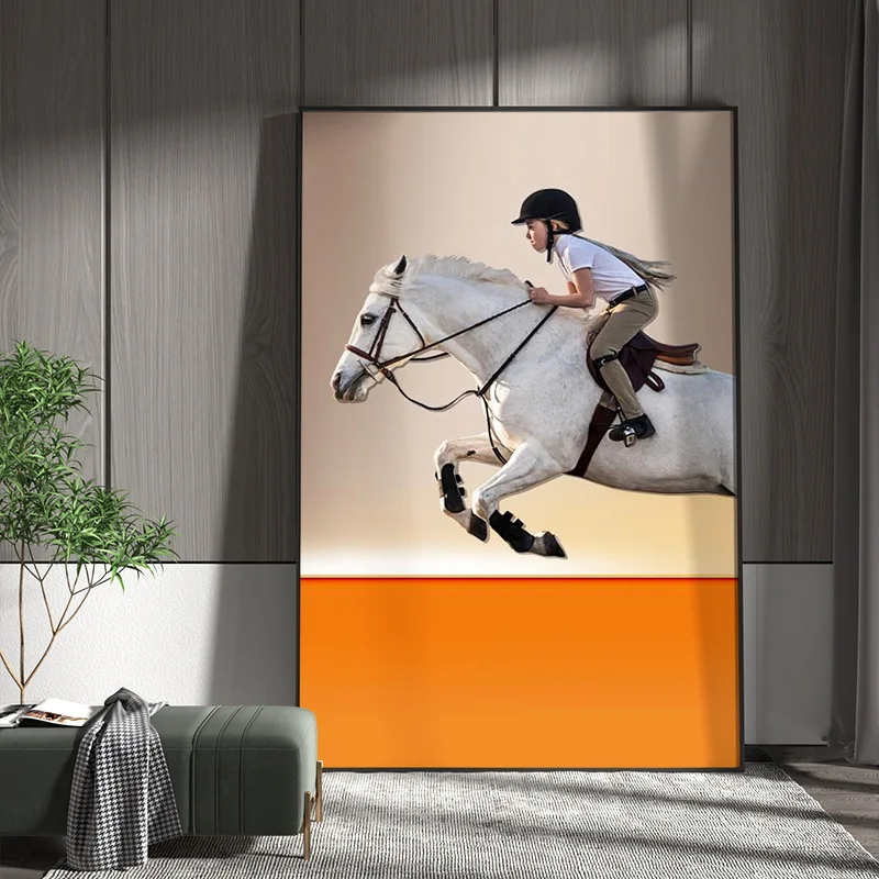 

Girl Jumping Horse Canvas Painting Wall Art Horse Riding Posters And Prints For Living Room Bedroom Modern Home Decor Cuadros