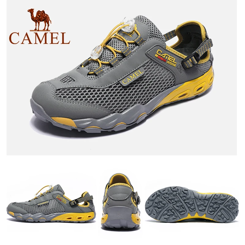 CAMEL Summer Men Women Creek Shoes Male Female Aqua Shoes Quick-drying Non-slip Fishing Shoes Couple Wading Beach Sandals