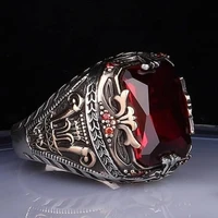 925k sterling silver turkish handmade jewelry red ruby stone mens ring all size