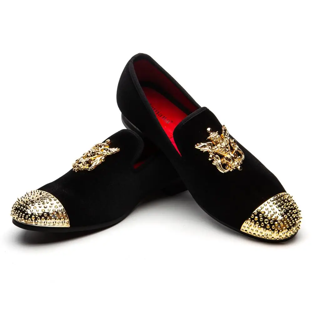 

MEIJIANA Velvet Men Casual Shoes Handmade Fashion Comfortable Breathable Men Shoes Gold Metal Crown Type Men Loafers Shoes