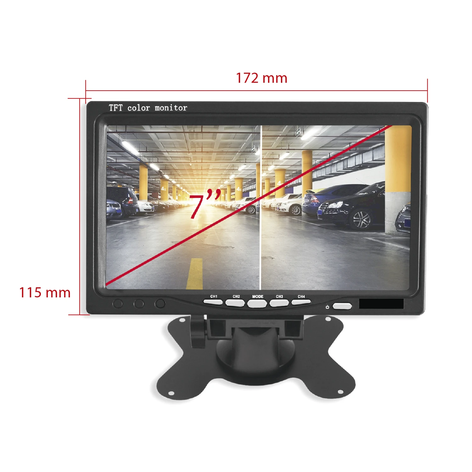 Комплект заднего видения комбинированный по экрану LCD Quad TFT 7 &quot+ 2 неподвижных