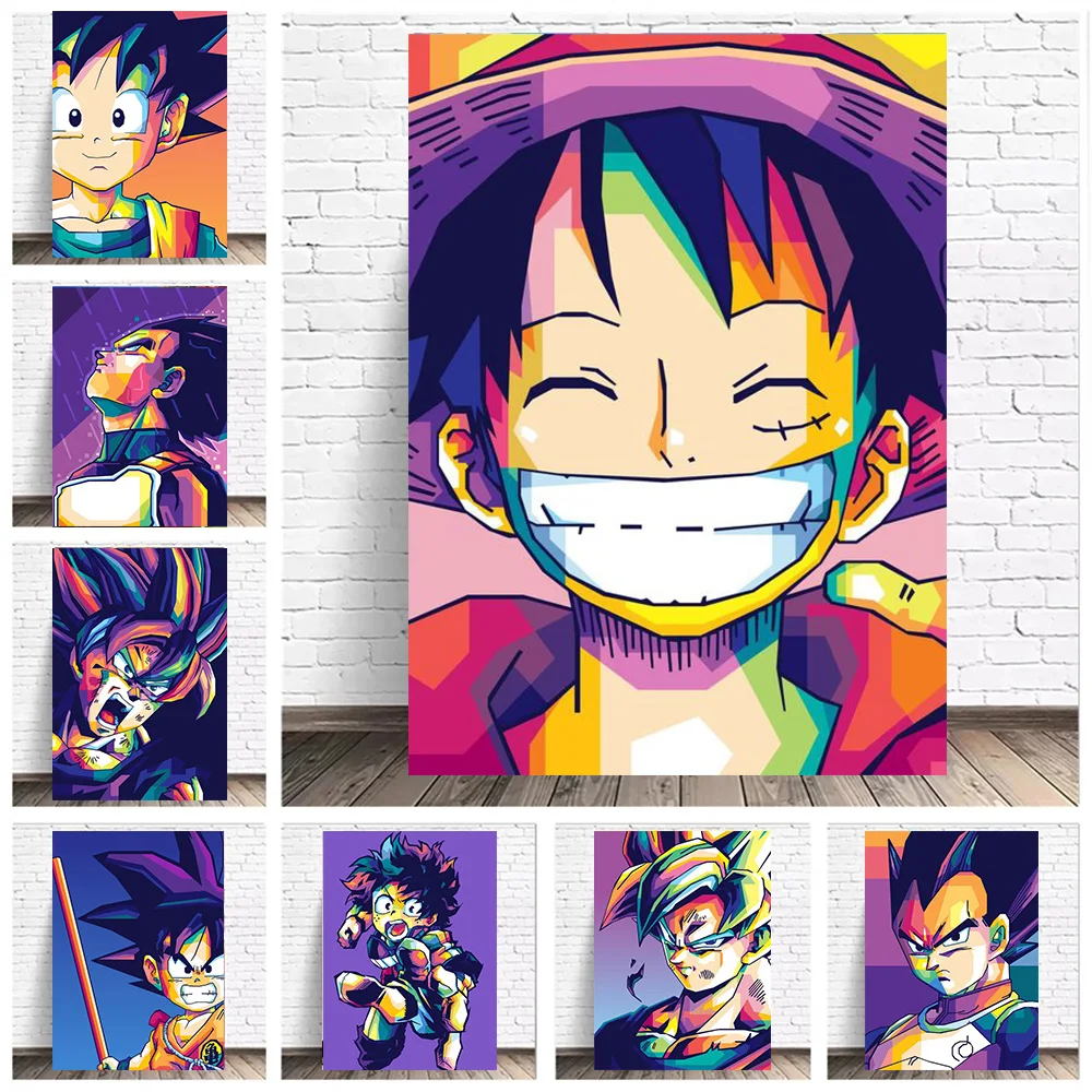 

Classic Anime Monkey D Luffy Vegeta Son Goku Dragon Ball Z Canvas Painting Poster Print Mural Kids Room Home Wall Decor Cuadros