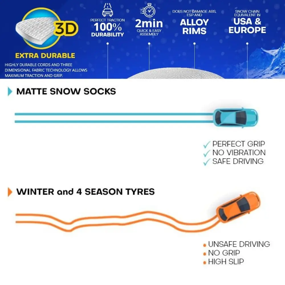 

Matte Snow Sock Whell Car Automobil Auto Car Snow Tire Studs Tire Wear-resistant Anti-slip Road Safe Safety Ship to Turkey