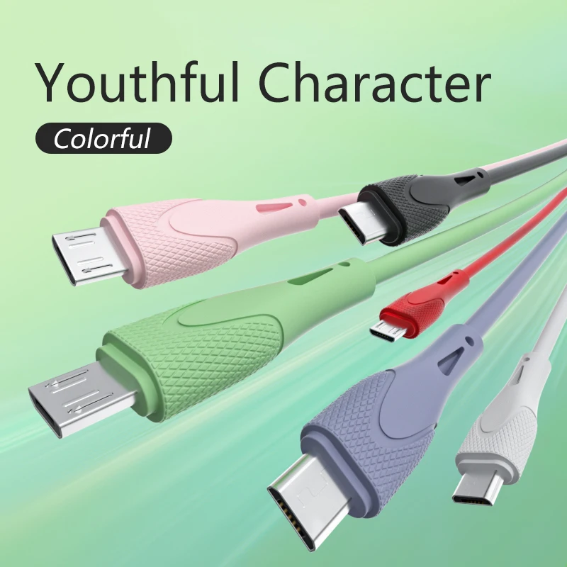 

Soft Liquid Silicone 2.4a Charging Cable 480Mbps Data Transfer 3ft Colorful
