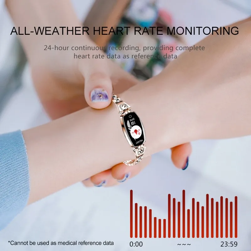 H8 Смарт-часы для женщин, модуль сердечного ритма, водонепроницаемый, Bluetooth, мониторинг сердечного ритма, фитнес-трекер, водонепроницаемый, смарт-браслет