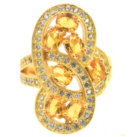 29x16mm shecrown romantic 6 3g created citrine cz ladies fine jewelry 14k gold silver rings daily wear