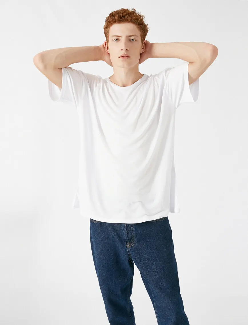 

White Oversized T-Shirt For Men Crew Neck Short Sleeve Man Summer Super soft white T shirts Men viscous Tee Shirt Turkey