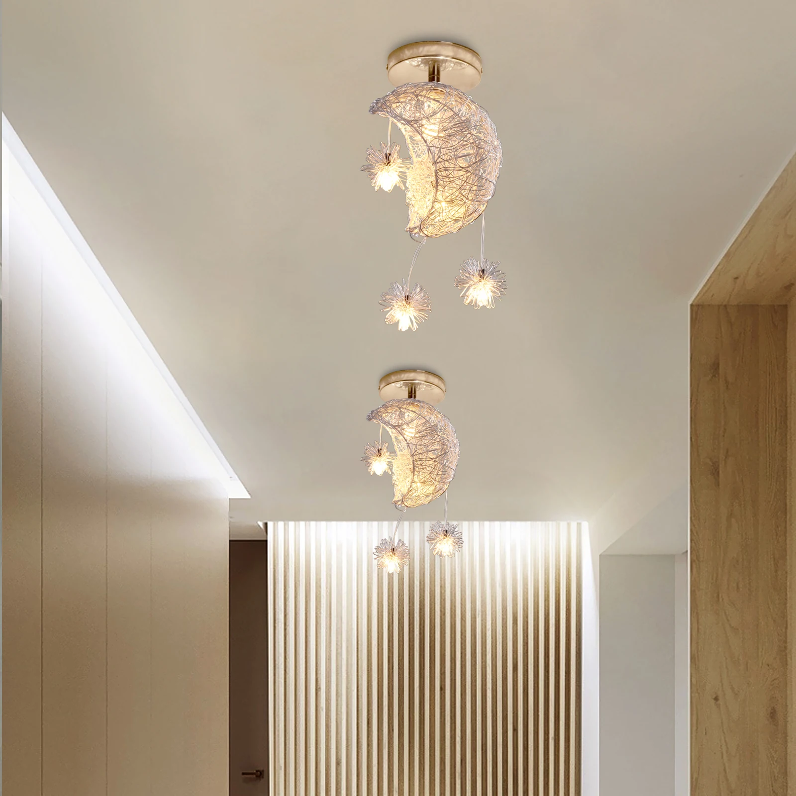 Современный подвесной светодиодный светильник в виде Луны и звезды потолочная