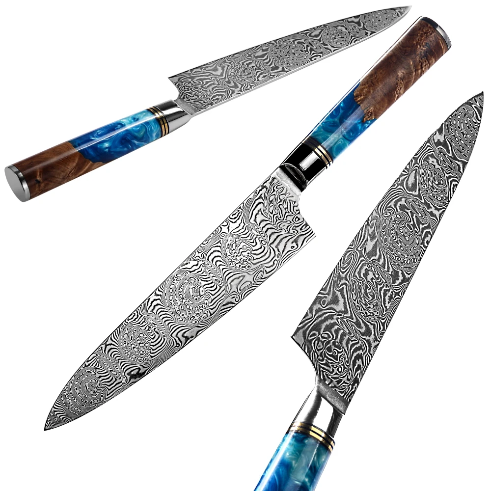 Нож шеф-повара из дамасской стали 110 слоев | Дом и сад