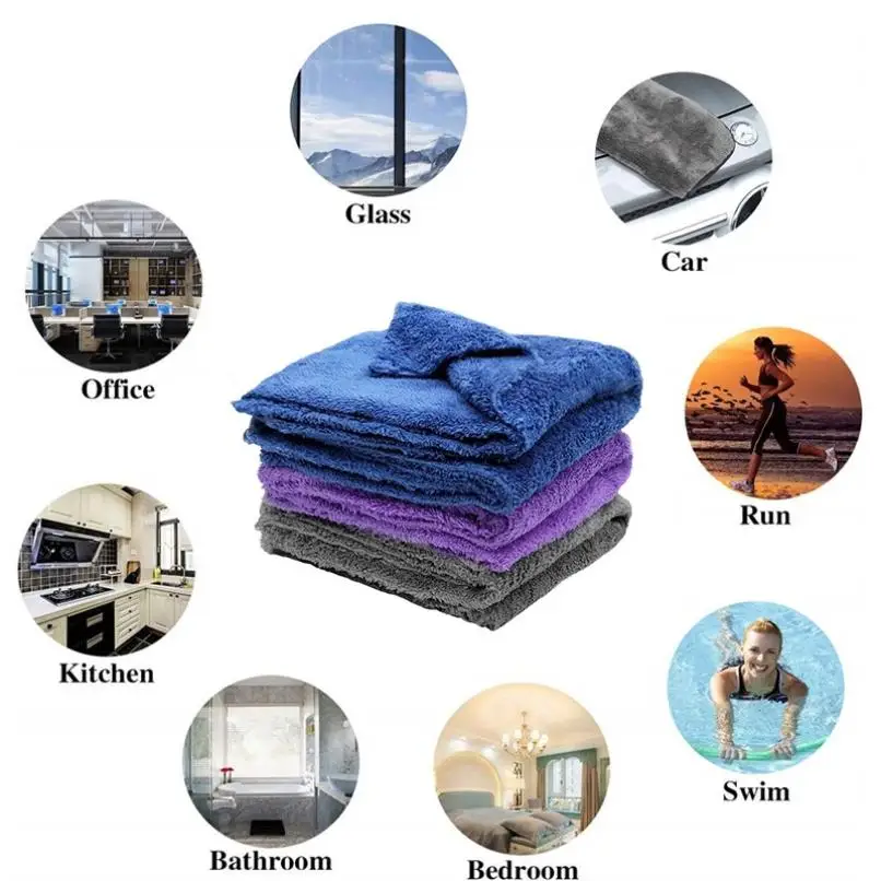 

350GSM Premium Microfiber Car Cleaning Drying Cloth Detailing Super Absorbent Towel Ultra Soft Edgeless Car Washing Drying Towel