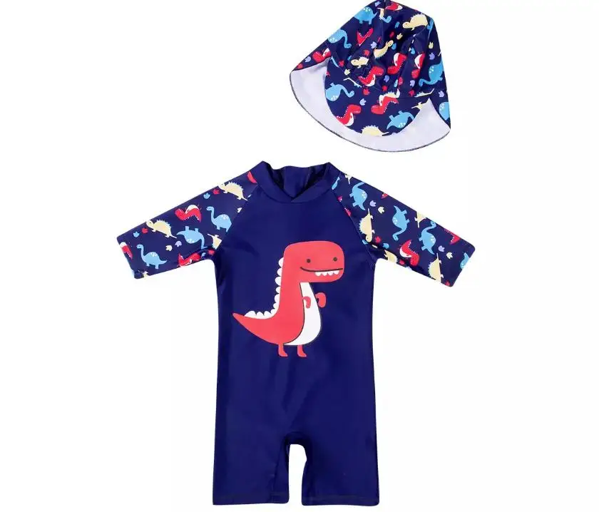 Лето 2020 детский слитный купальник с динозавром для мальчиков защитой от УФ лучей