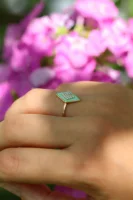 Real 14K Gold Mint Green Zircon Stone Rings for Women Fine Luxury Enameled Jewelry Ring Wedding Band Engagement Bridal New