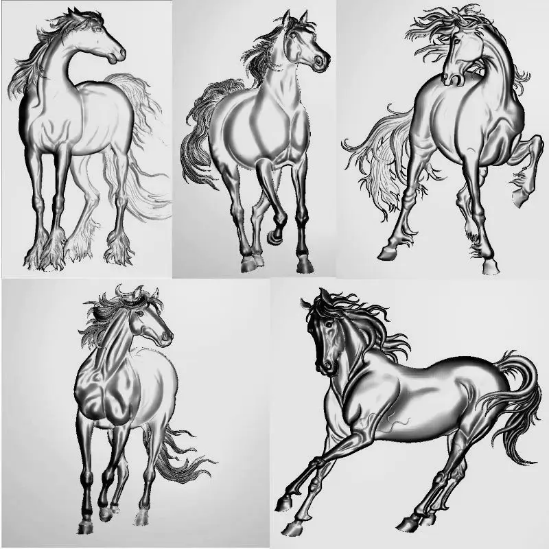 

3D Model STL relief for cnc 3D carved sculpture machine in STL file Aatcam Vectric Aspire 14 pcs 3D horse High quality New