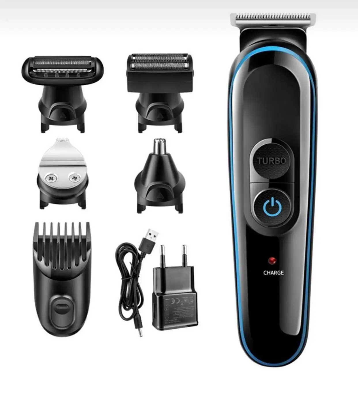 

5in 1 Turbo Men's body grooming kit electric shaver professional rechargeable electric razor eyebrow hair facial shaving machine