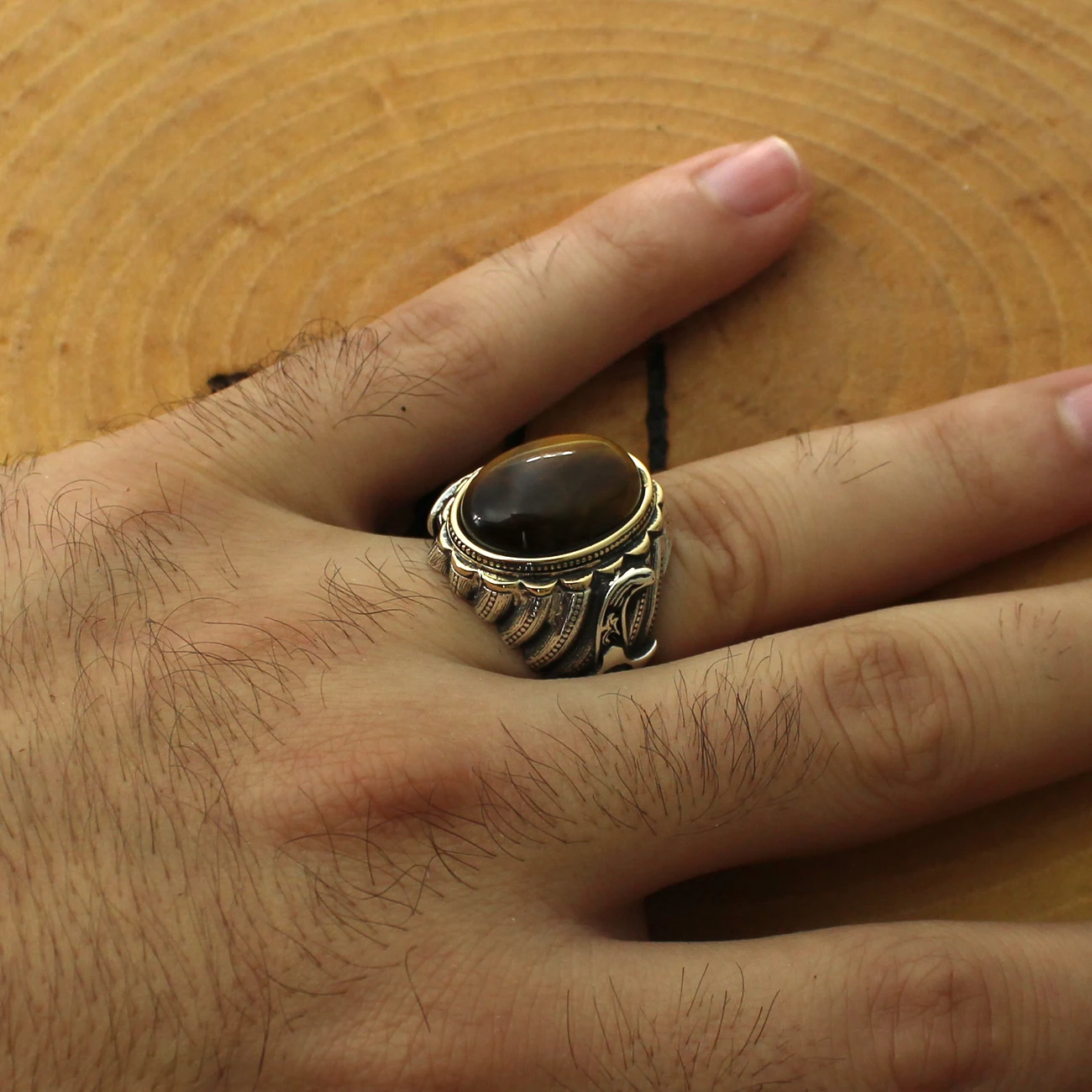 Турецкий Стиль реальные 925 стерлингового серебра натуральный камень кольцо для
