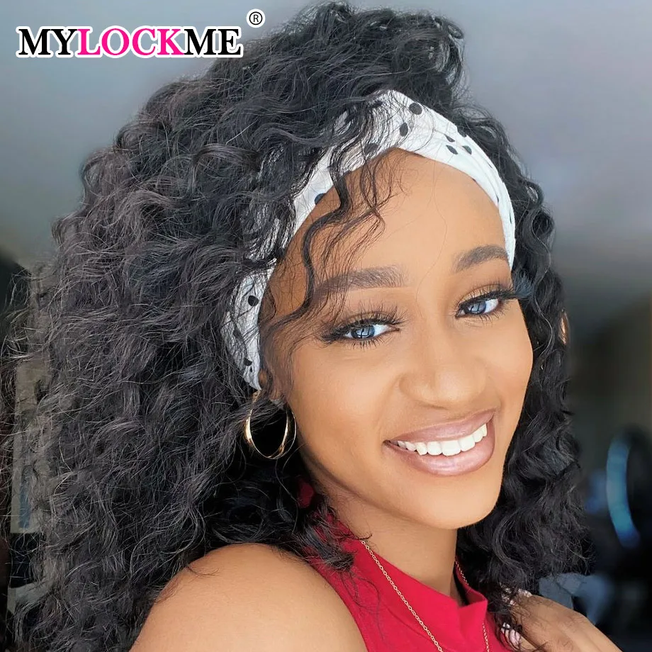 Водная волна волос парик человеческих повязка из искусственных для Для женщин