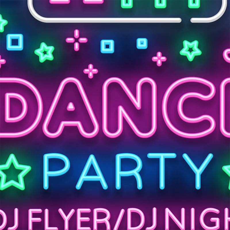 Яркая неоновая вывеска постер на холсте для вечеринки танцев диско настенные