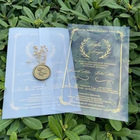 50pcs sealed gilding wedding invitation greeting card y printing acrylic envelope custom design transparent