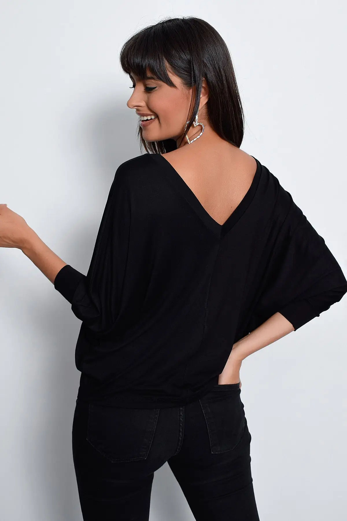 Прохладный и сексуальный женский черный Передний Задний v образный вырез