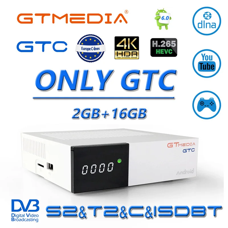 only gtc Freesat GTmedia GTC ТВ Receiptor спутниковый ТВ приемник DVB-S2 DVB-T2 DVB-C с IP ТВ M3U подписки CCcam цлайн Android ТВ коробка - Цвет: only gtc