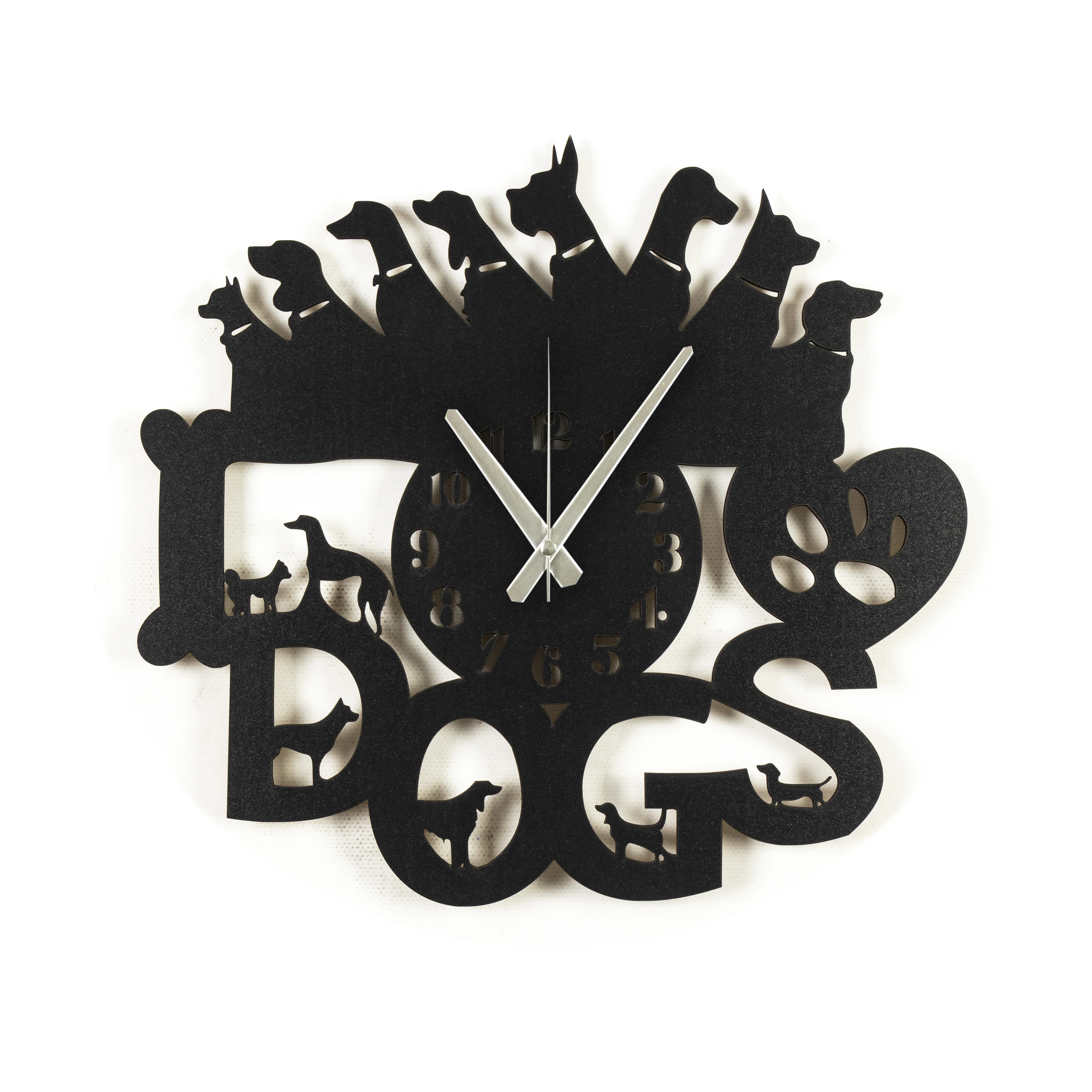 

Dogs Pet Wooden Circular Wall Clock Modern Abstract Design Home Style Luxury Decoration Art Decor For Living Room Quartz Silent Mechanism Vintage Large Office Kitchen Decorative Bedroom Study