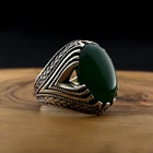 Английский Стиль реальные 925 стерлингового серебра натуральный камень кольцо для мужчин Aqeq Циркон оникс камней ювелирные изделия Подарочный винтажный аксессуар