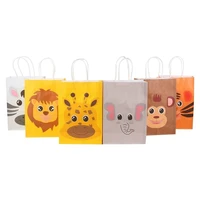 6pcs jungle safari animals birthday party lion tiger paper candy bag kids gift cookies packaging bags baby shower decor supplies