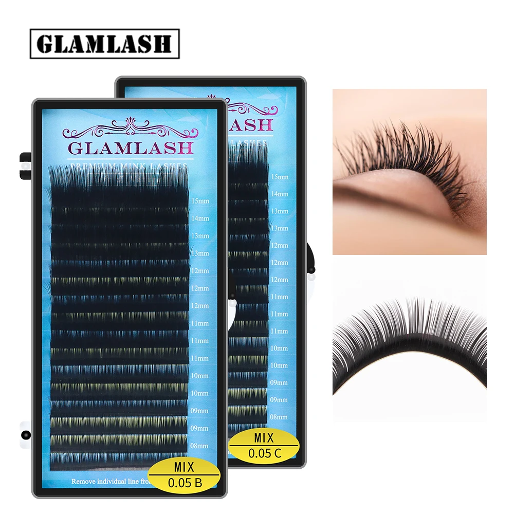 GLAMLASH оптовая продажа 16 рядов 7 ~ 15 мм весь ассортимент JBCD локон естественный