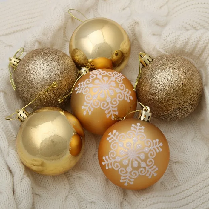 Набор шаров пластик d-7 см 8 шт 'Кружевная снежинка' (комплект из 3 шт) |