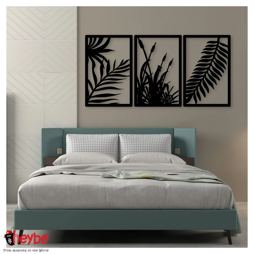 Деревянный Овальный Край Тройной Лист Настенное Художественное Оформление