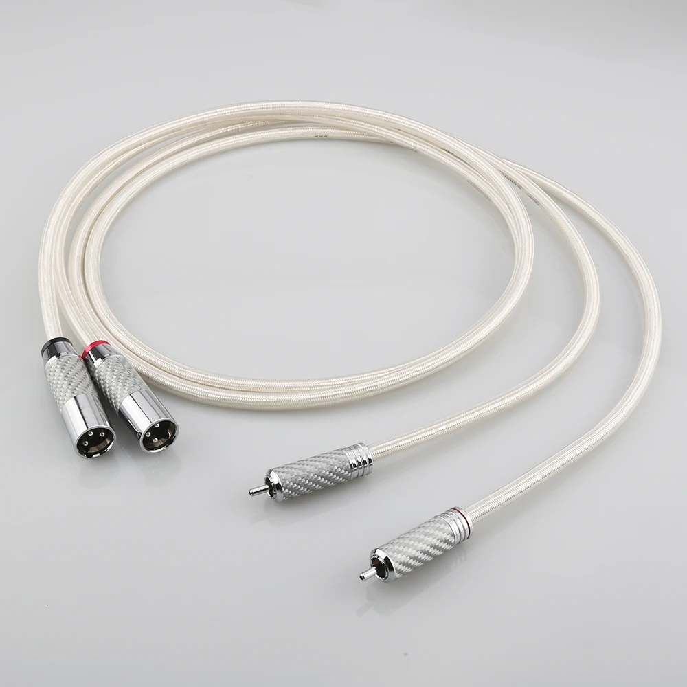 A26 пара посеребренных кабелей OFC RCA аналоговый кабель из углеродного волокна 2RCA до 2XLR штекер аудиокабель