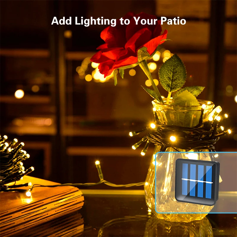 

Рождественская светодиодный ная гирлянда на солнечной батарее, новогоднее уличное освещение s 7 м 12 м 22 м IP65, водонепроницаемая светодиодная...